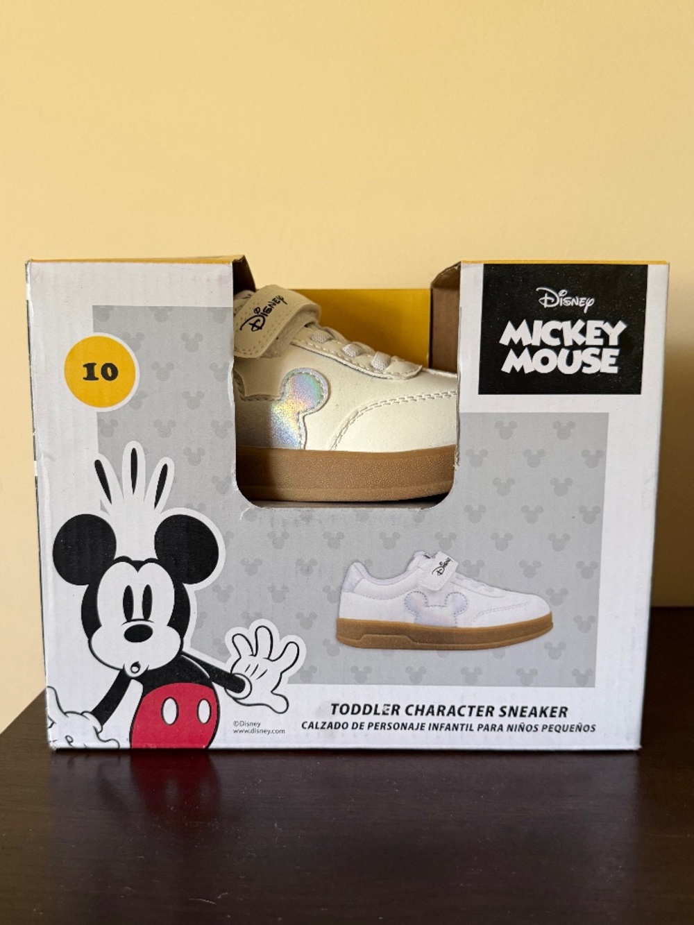 NIB Disney Mickey Mouse Shoes Toddler Sz US 10 White Silver ALDI